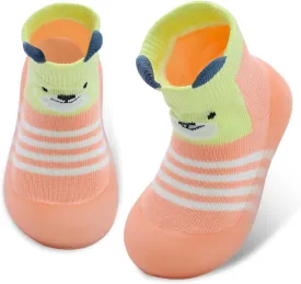 1 Pair Baby Shoes, Baby Socks Shoes Boys/Girls Walkers Shoes Non-Skid Slipper Shoes with Soft Rubber Sole Toddle Sneaker Pinks, Gray, Green