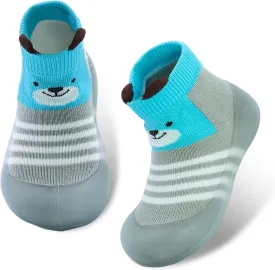 1 Pair Baby Shoes, Baby Socks Shoes Boys/Girls Walkers Shoes Non-Skid Slipper Shoes with Soft Rubber Sole Toddle Sneaker Pinks, Gray, Green