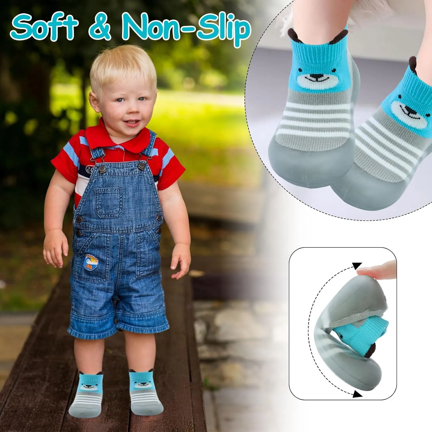 1 Pair Baby Shoes, Baby Socks Shoes Boys/Girls Walkers Shoes Non-Skid Slipper Shoes with Soft Rubber Sole Toddle Sneaker Pinks, Gray, Green