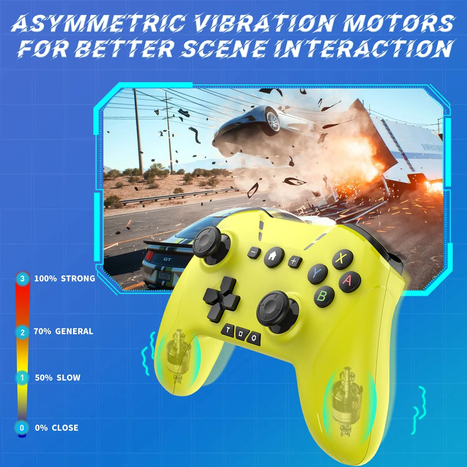Bluetooth Controller for Switch/Mac/PC/Steam/Mobile Phone/iOS/Android//TV/iPad/Table/Apple Arcade MFi Games, switch pro controller wireless with Adjustable Dual Motion,Turbo,Macros,6-Axis,Wake Up for Black Myth: Wukong (Black) (Purple) (Yellow)