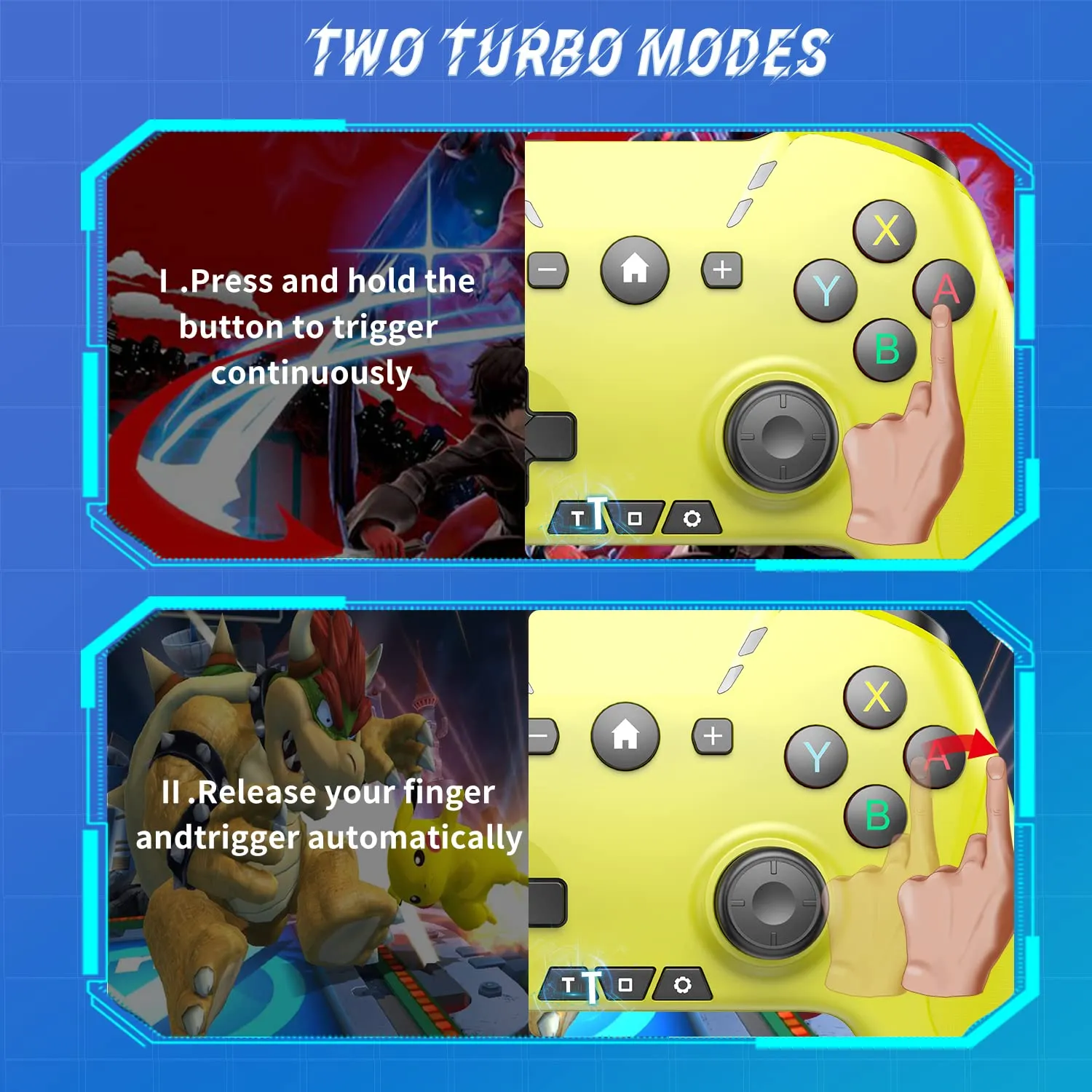 Bluetooth Controller for Switch/Mac/PC/Steam/Mobile Phone/iOS/Android//TV/iPad/Table/Apple Arcade MFi Games, switch pro controller wireless with Adjustable Dual Motion,Turbo,Macros,6-Axis,Wake Up for Black Myth: Wukong (Black) (Purple) (Yellow)