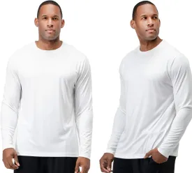 DEVOPS 2 Pack Men's Sun Protection Quick Dry Long Sleeve Rash Guard Fishing Running Garden Cycling Garage Homewear Shirt
