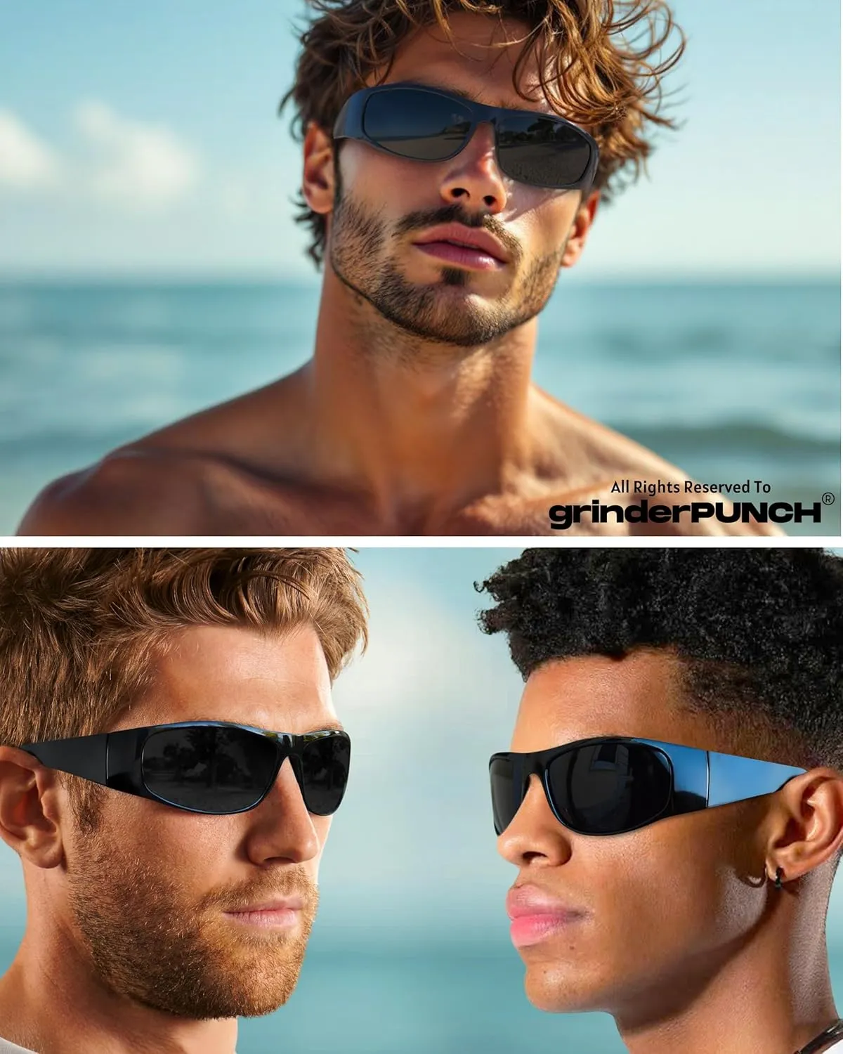 grinderPUNCH Polarized Wrap Around Sunglasses for Men and Women ?C Lightweight Sports Wraparound Sunglasses UV Protection