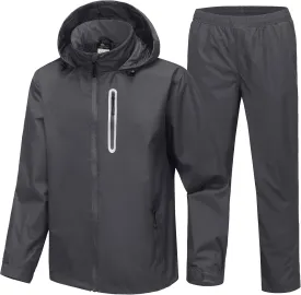 SWISSWELL Men's Waterproof Golf Rain Suit Rain Gear Jacket and Pant Outdoor Lightweight Hooded Raincoat