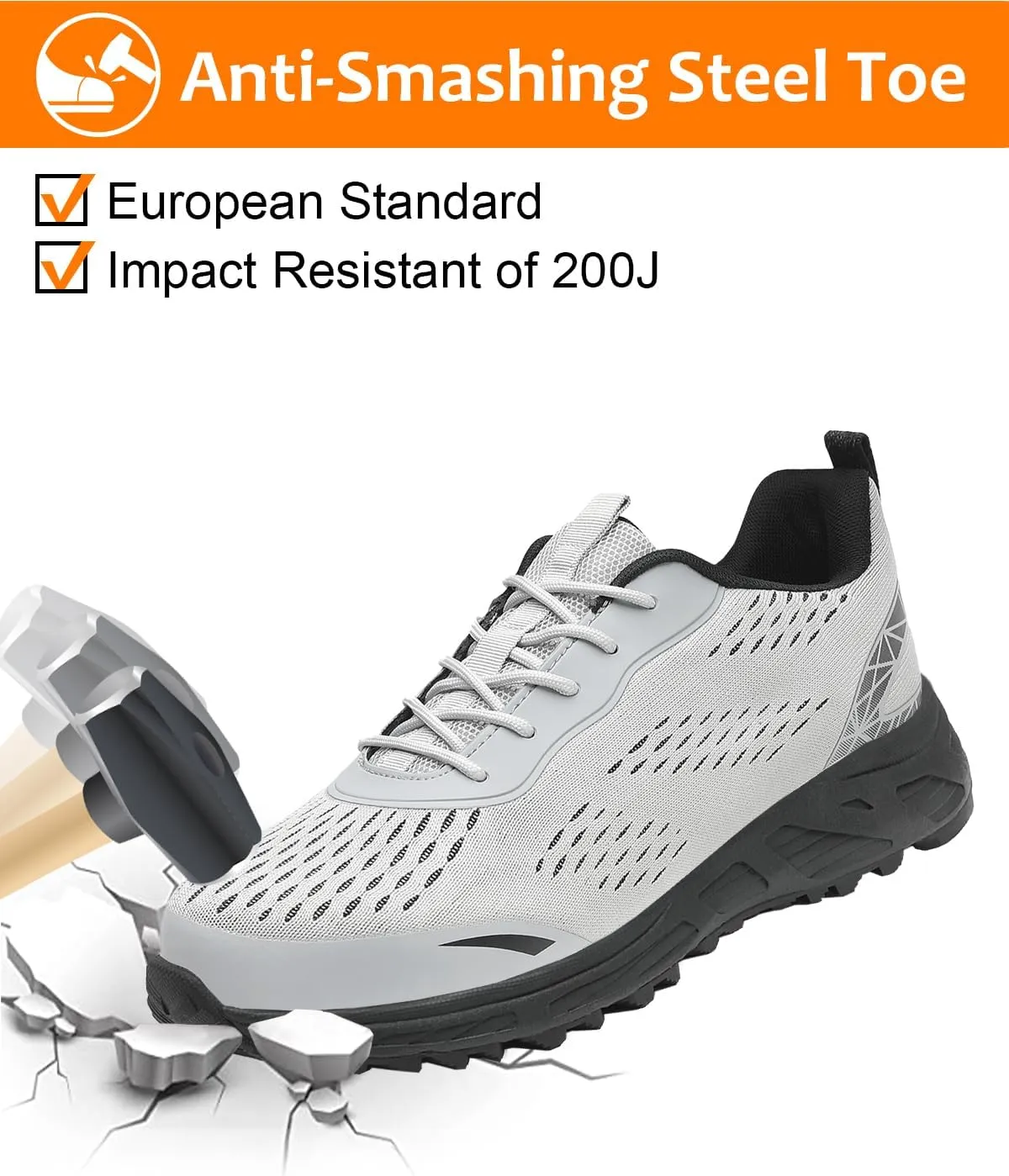 VikoViren Steel Toe Shoes for Men Women Comfy Lightweight Indestructible Non Slip Safety Work Sneakers Warehouse Industry Construction Shoes