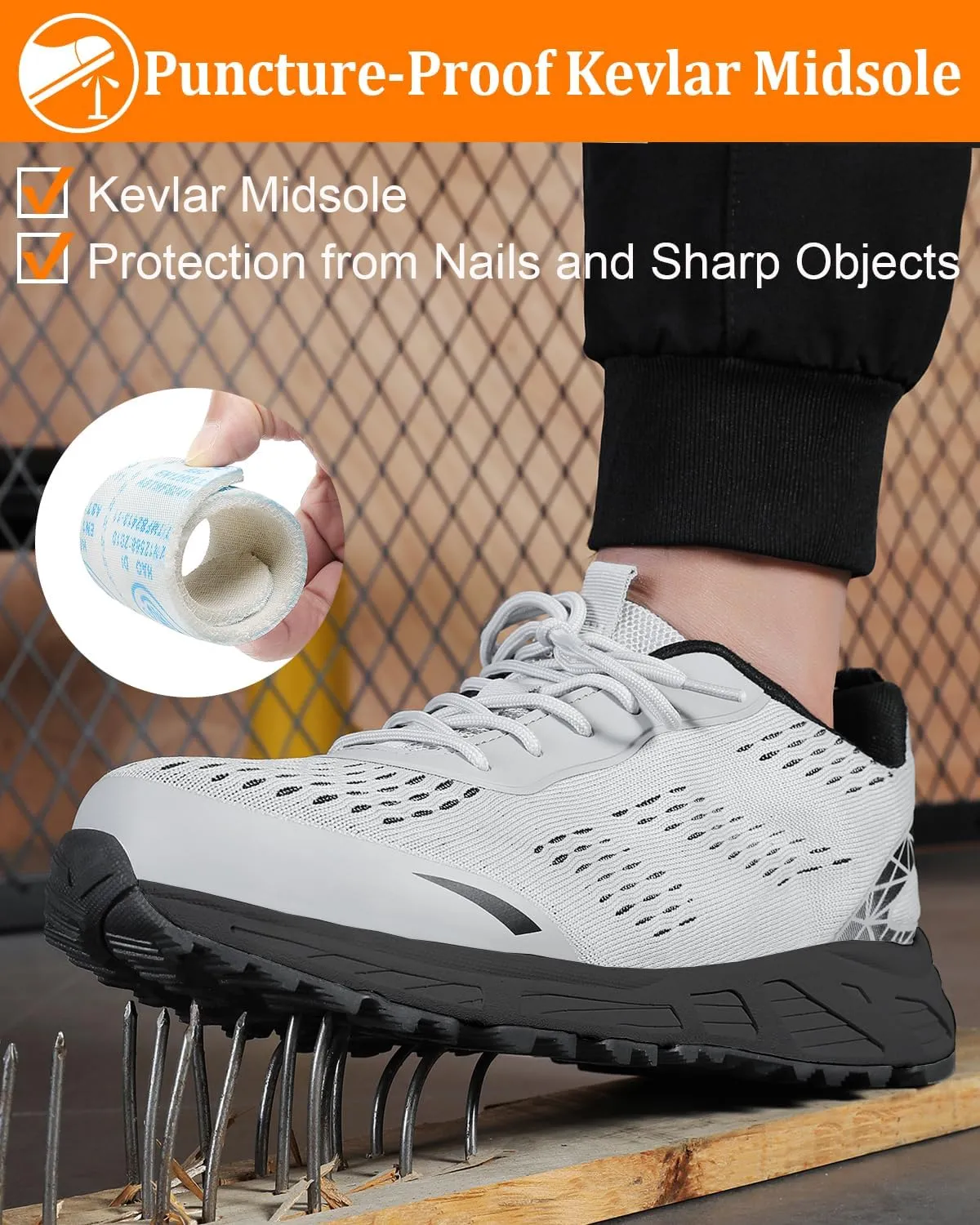 VikoViren Steel Toe Shoes for Men Women Comfy Lightweight Indestructible Non Slip Safety Work Sneakers Warehouse Industry Construction Shoes