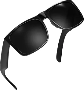 WISTON XL Big Wide Head Mens Dark Black Sunglasses for Men Extra Large Square Sun Glasses 149mm W8004