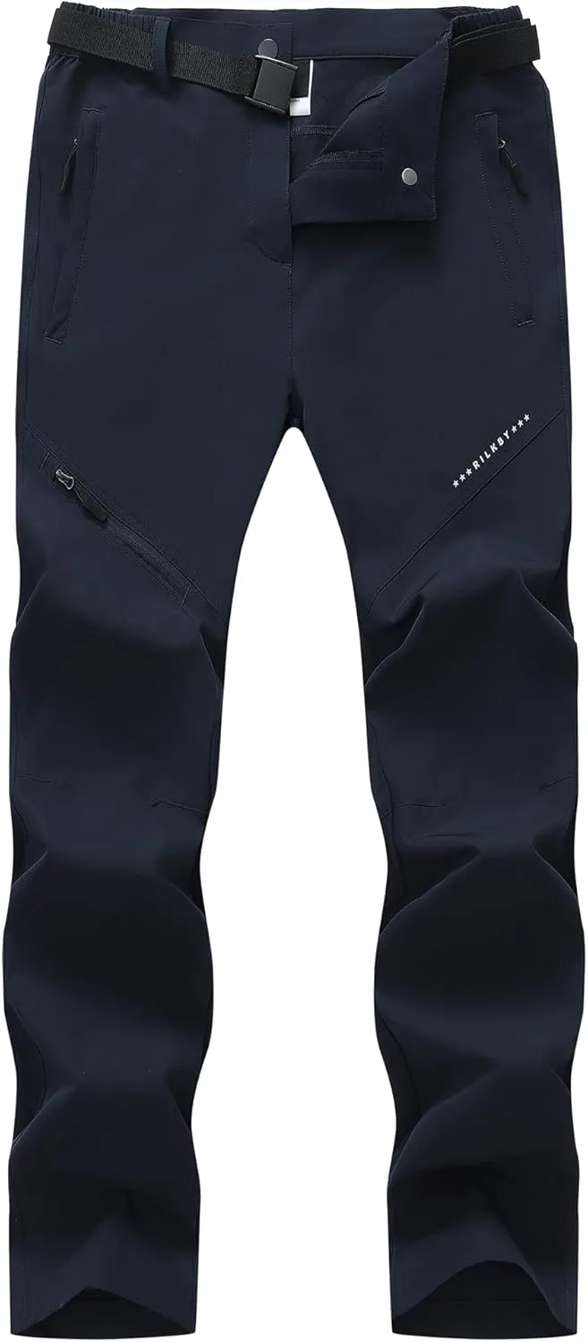 Women's Hiking Pants Lightweight Quick-Dry Water Resistant Cargo Pants with Elastic Waist Zipper Pockets