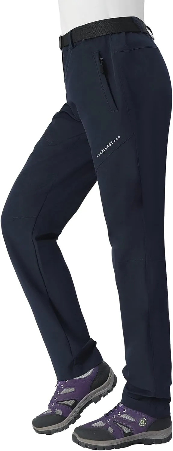 Women's Hiking Pants Lightweight Quick-Dry Water Resistant Cargo Pants with Elastic Waist Zipper Pockets